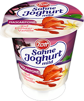 Sahne Joghurt mild Mascarpone auf Frucht